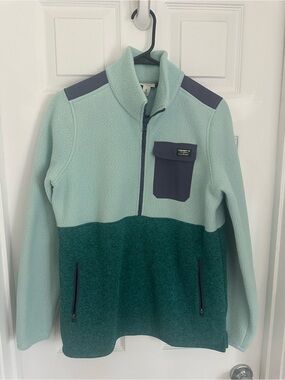 L.L. Bean Two-Tone Mint and Forest Green Fleece Pullover